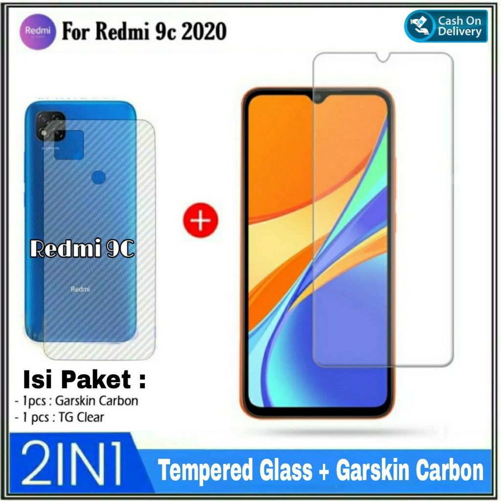 กระจกนิรภัย Xiaomi Redmi 9C ฟรี Garskin Carbon Skin