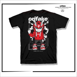 เสื้อยืดสีขาวOrifake - OR11 เสื้อยืด มีฮู้ด ลายหุ่นยนต์