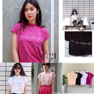🔥best seller 🔥 เสื้อยืดแขนล้ำ สกรีน Be in love with your life น่ารักคะ เนื้อผ้า cotton เกร็ดปลา เนื้อดี ใส่สบาย🥰