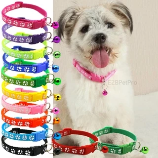 ปลอกคอแมว ปลอกคอสุนัข พิมพ์ลายรอยเท้าสัตว์เลี้ยง 12สีน่ารัก เลือกสีได้ C014
