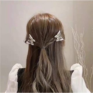 Fashion Elegant Pearls Hollow Out Butterfly Barrettes Alloy Gold Hair Clip DIY Bride Hair Styling Tool