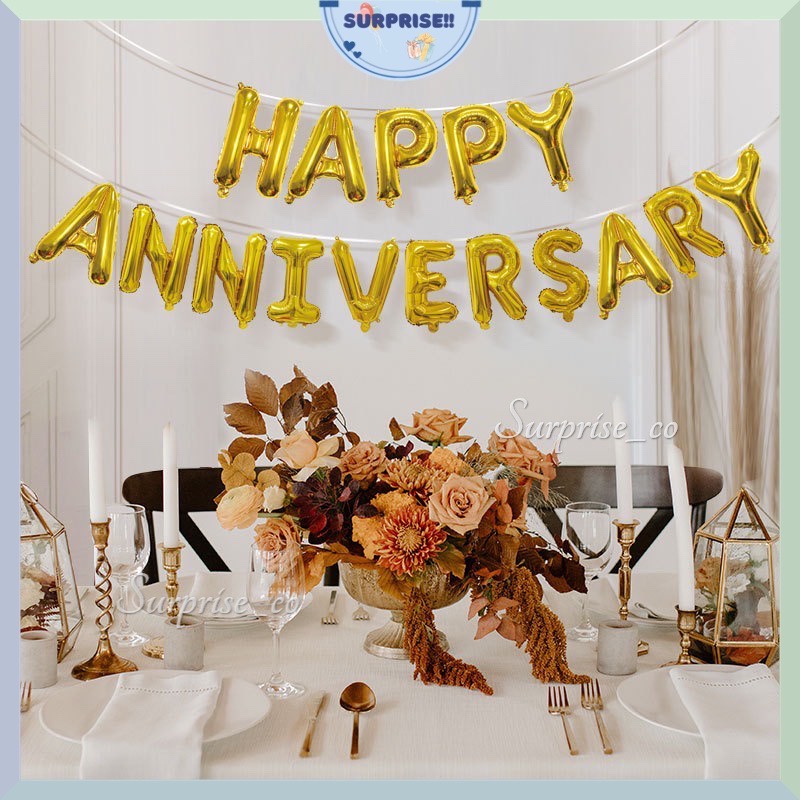 Happy Anniversary ชุดลูกโป่งฟอยล์ขนาด 16 นิ้ว Happy Anniversary 16" ชุดลูกโป่งฟอยล์ Remembrance Deco