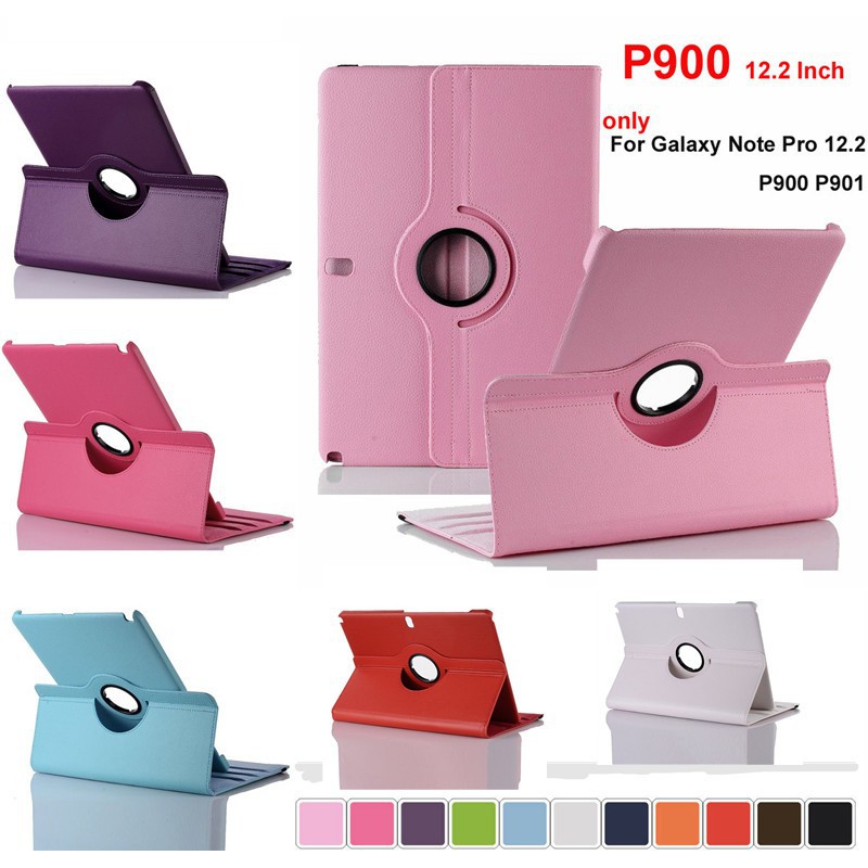 For Samsung Galaxy Tab Note Pro 12.2" P900 P901 360 Rotation PU Leather Flip Cover Pouch Stand  Case Cover