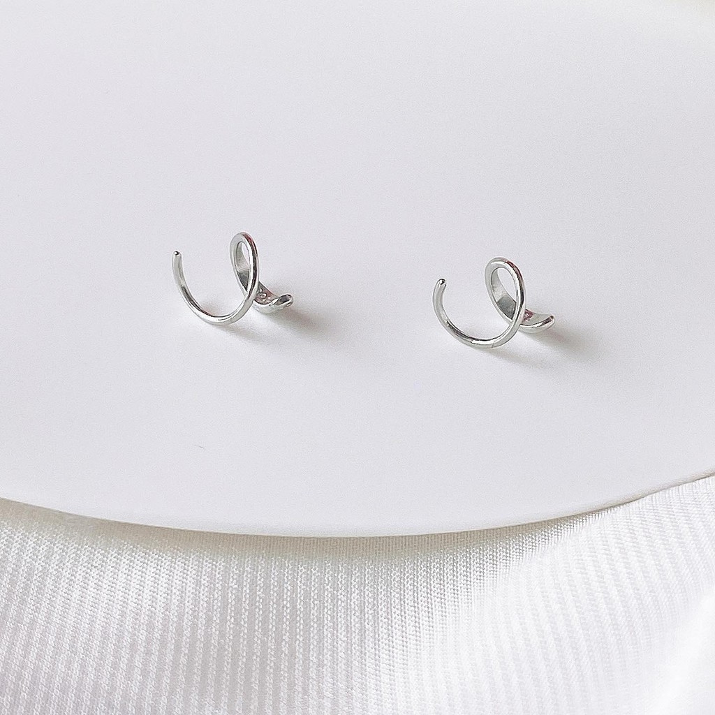 Suwann.na [ราคาต่อคู่] ต่างหู ต่างหูเงินแท้ ต่างหูเกลียว สีเงิน, ทอง - รูปที่ 3