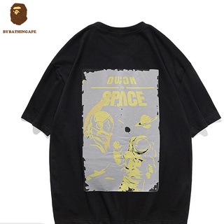 Bape ROCKY เสื้อยืดแขนสั้นลําลอง พิมพ์ลายนักบินอวกาศ ทรงหลวม แฟชั่นฤดูร้อน สําหรับผู้ชาย