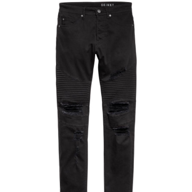 h&m biker jeans black