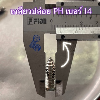 เกลียวปล่อย เหล็กชุบซิงค์ขาว หัวกลม PH (เบอร์ 14)