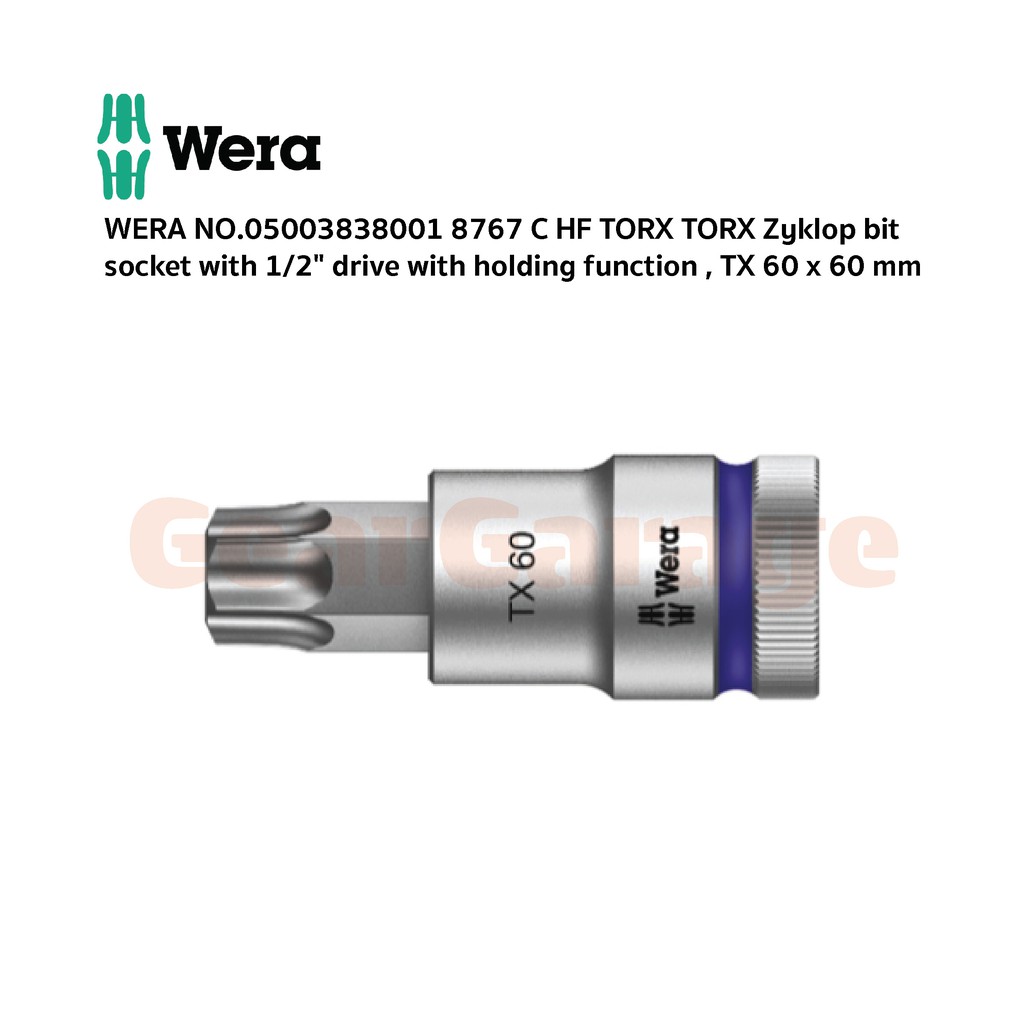 Wera 05003838001 8767 Torx Zyklop Bit Socket with Holding Function 60mm x 60mm