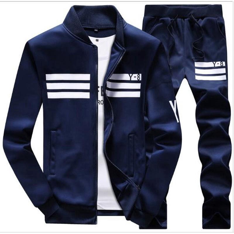 Ready Stock Mens Sport sweater set, coat + pants men Sportswear Jacket (white)