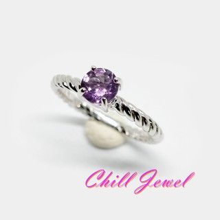 แหวนพลอยแท้ minimal style stackable ring ฝัง Amethyst, Peridot