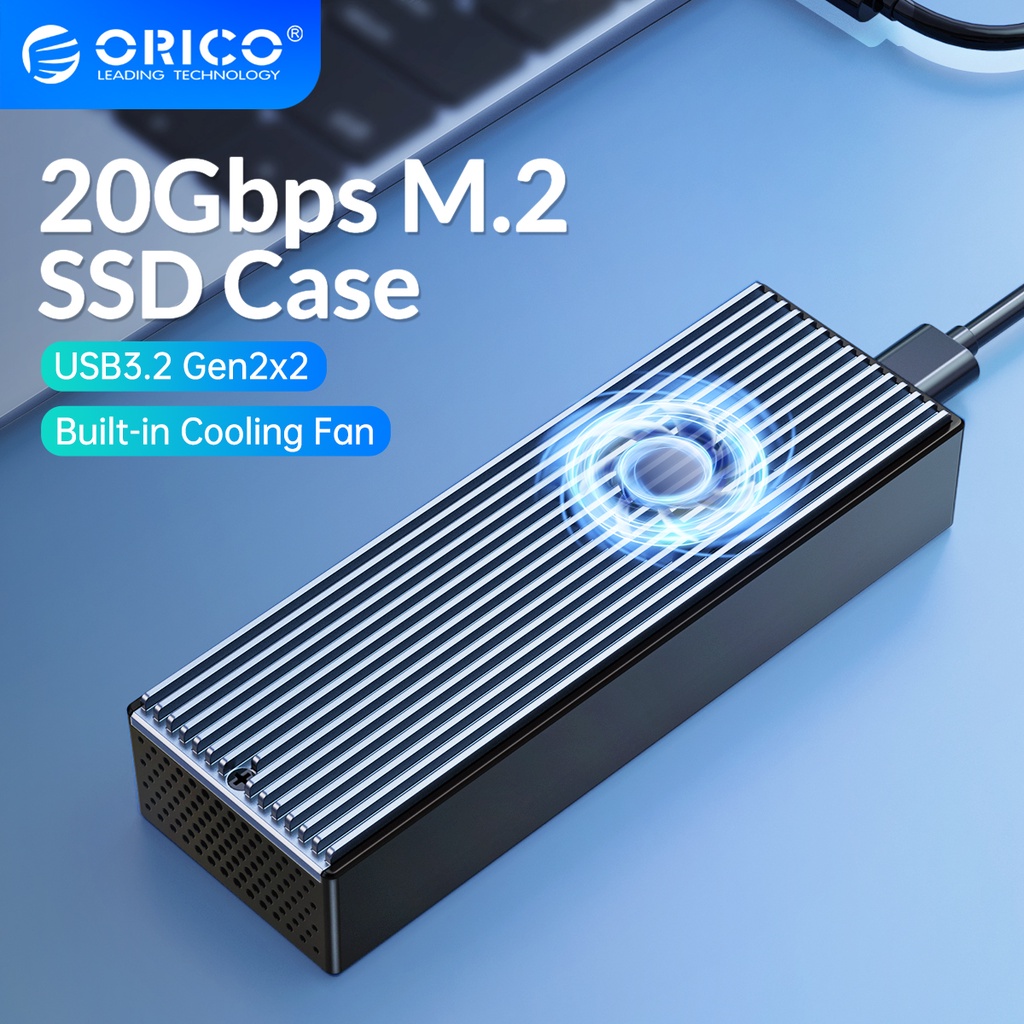 Orico เคส M.2 NVME 20Gbps LSDT SSD พร้อมพัดลมระบายความร้อนในตัว Type-C M2 NVME SSD Enclosure สําหรับ M.2 NVME 2230 2242 2260 2280 SSD (M2PVC3-G20)
