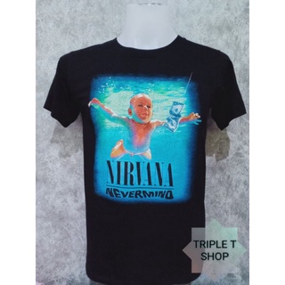 แขนสั้นพิมพ์ลาย┅▲♤เสื้อยืดคอกลม สกรีนลาย NIRVANA (รหัส 55)