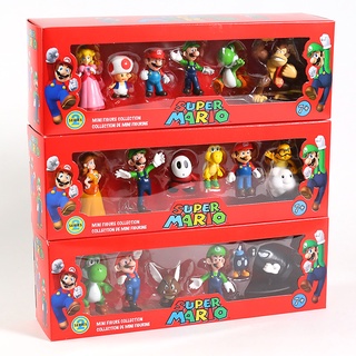 ฟิกเกอร์ PVC รูป Super Mario Luigi Yoshi Koopa Donkey Kong Peach Daisy Shy Guy Toad Bill Goomba Koopa ของเล่นสําหรับเด็ก 6 ชิ้น ต่อชุด