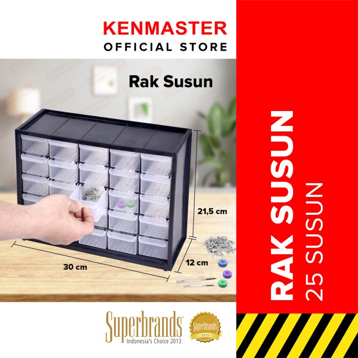 Kenmaster SHELF ชั้นวางลิ้นชักซ้อน 25 ช่อง BATHROOM WALL พลาสติกหนังสือ ใหม่ล่าสุด DURABLE รองเท้าเห
