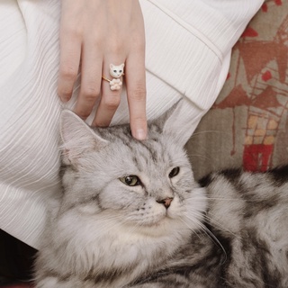 FAIRY TALES - Cool cat :  The White Forest Cat Ring แหวนแมว แหวนแมวสีขาว