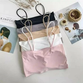 สินค้าพร้อมส่างจากไทย💥LoveIs Bra💥 (N114) สายเดียว Crop ผ้าไหม ผ้าลื่นมาก ใส่แบบ Cool Cool