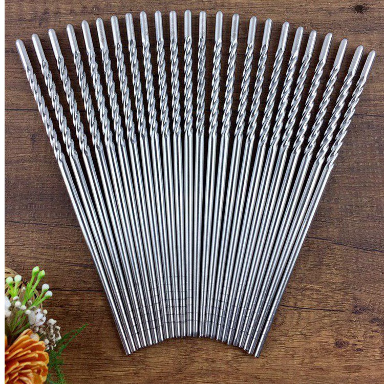 TwinFish 5คู่ ตะเกียบสแตนเลสเกลียวเกรด 304 จับไม่ร้อนมือ ใช้นาน คุ้มค่า รหัสCP-S