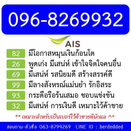 ซิม 12call เบอร์มงคล 096-8269932