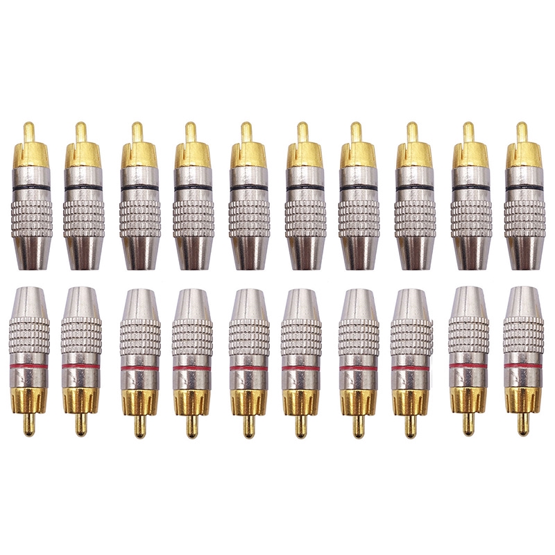 อะแดปเตอร์ปลั๊กเชื่อมต่อเครื่องเล่นเสียง ตัวผู้ rca 20 ชิ้น