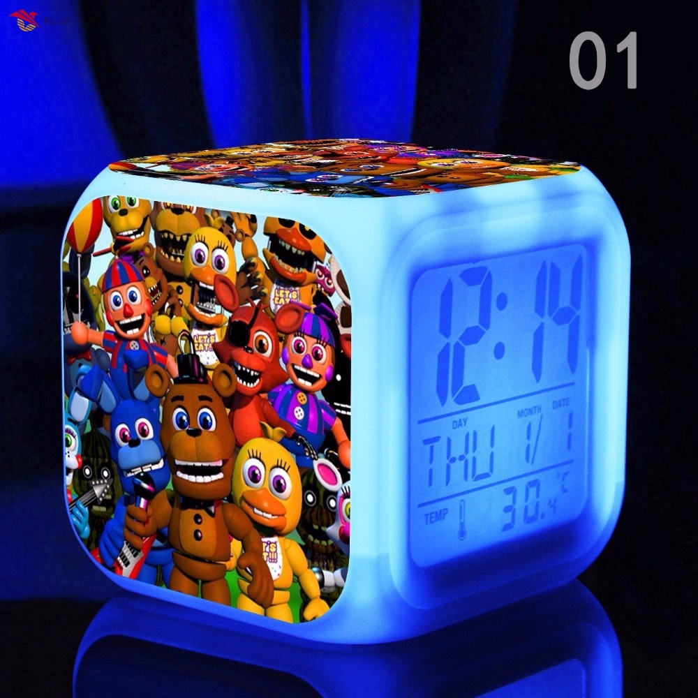 Cartoon Alarm Clock Toys Game Colorful LED Clocks Night Light Kids