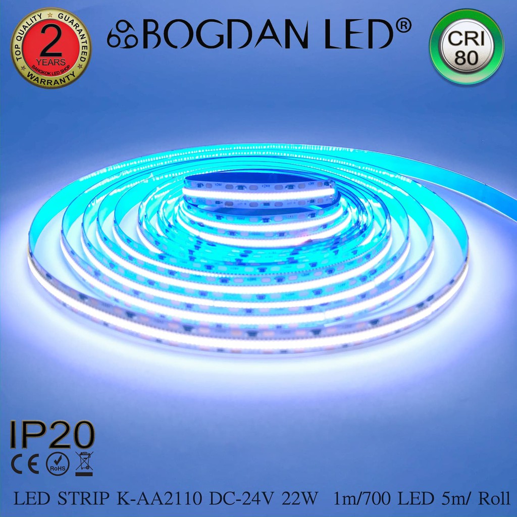 LED STRIP K-AA2110-700-10000K DC-24V  22W/1M IP20 ยี่ห้อBOGDAN LED แอลอีดีไฟเส้นสำหรับตกแต่ง 3500LED