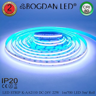 LED STRIP K-AA2110-700-10000K DC-24V  22W/1M IP20 ยี่ห้อBOGDAN LED แอลอีดีไฟเส้นสำหรับตกแต่ง 3500LED/5M 110W/5M Grade A