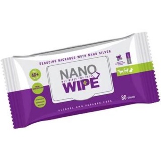 ผ้าเปียก ทิชชูเปียก Nano wipe ลดการสะสมเชื้อโรค สำหรับสัตว์เลี้ยง 80แผ่น