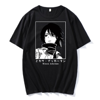 [COD]เสื้อยืดแขนสั้น พิมพ์ลายอนิเมะ Attack On Titan Mikasa Ackerman สีดํา แฟชั่นฤดูร้อน สไตล์ฮาราจูกุ สําหรับผู้ชาย