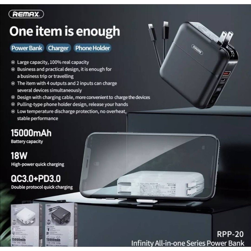 Remax RPP-20 Quick Charge แบตสำรอง PowerBank พาวเวอร์แบงค์ 15000mAh ...