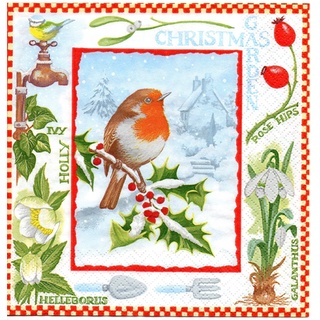 Pladao Napkin ภาพ คริสต์มาส Christmas Garden กระดาษ แนพกิ้น สำหรับงานศิลปะ เดคูพาจ decoupage ขนาด L 33x33
