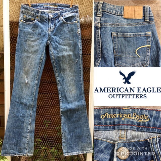 Outfiters กางเกงยีนส์ Eagle พร้อมส่ง แบรนด์แท้ sz 0 มือสอง American Hipster 2sis1bro Jeans