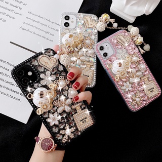 เคสโทรศัพท์มือถือ ประดับเพชรคริสตัล กลิตเตอร์ 3D หรูหรา สําหรับ IPhone 11 12 13 14 Pro Max IP 15 Pro Max