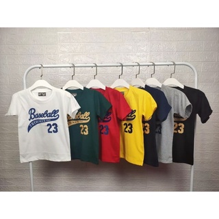 เสื้อยืดเด็กเเขนสั้น ลาย Baseball ผ้าคอตตอน ใส่ได้ทั้งผู้ชายและผู้หญิง