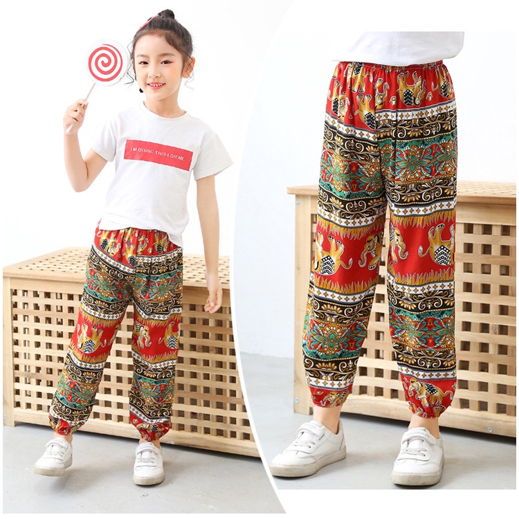 พร้อมส่ง กางเกงผ้าฝ้าย ผ้าไหม พิมพ์ลายการ์ตูน ระบายอากาศ กันยุง ชายหาด สําหรับเด็กผู้ชาย และเด็กผู้หญิง 80-150 ซม. 2 ชิ้น - รูปที่ 7