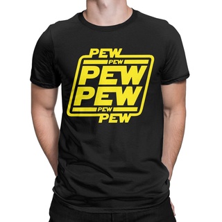 [COD]เสื้อยืดแขนสั้น ผ้าฝ้ายแท้ พิมพ์ลายดิสนีย์ Star Wars Pew Pew สําหรับผู้ชายS-5XL