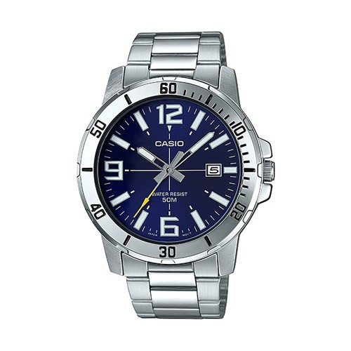 Casio นาฬิกาข้อมือผู้ชาย สายสแตนเลส สีเงิน รุ่น MTP-VD01D-2BVUDF, MTP-VD01D-2B, MTP-VD01D