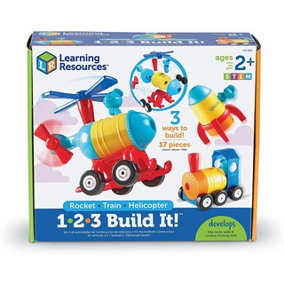 Learning Resources, 1-2-3 Build It -Rocket-Train-Helicopter ชุดประกอบแปลงร่างจรวด รถไฟ และเฮลิคอปเตอร์ ของเล่นเด็ก 2 ปี+