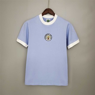 เสื้อกีฬาแขนสั้น ลายทีมชาติฟุตบอล Manchester City 1972 ชุดเหย้า สไตล์เรโทร