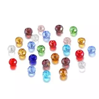 ลูกปัดแก้วคริสตัล 2-8มม. 70-195ชิ้น สีโปร่งแสง สำหรับสร้อยข้อมือ DIYเครื่องประดับ