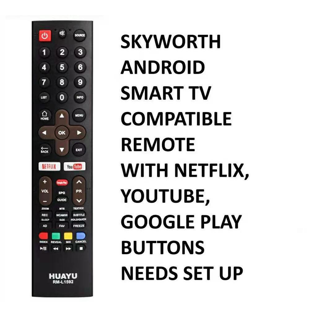 ใหม่สําหรับ Skyworth RM-L1592 Android Smart TV Remote พร้อม Netflix, YouTube และ Google Play