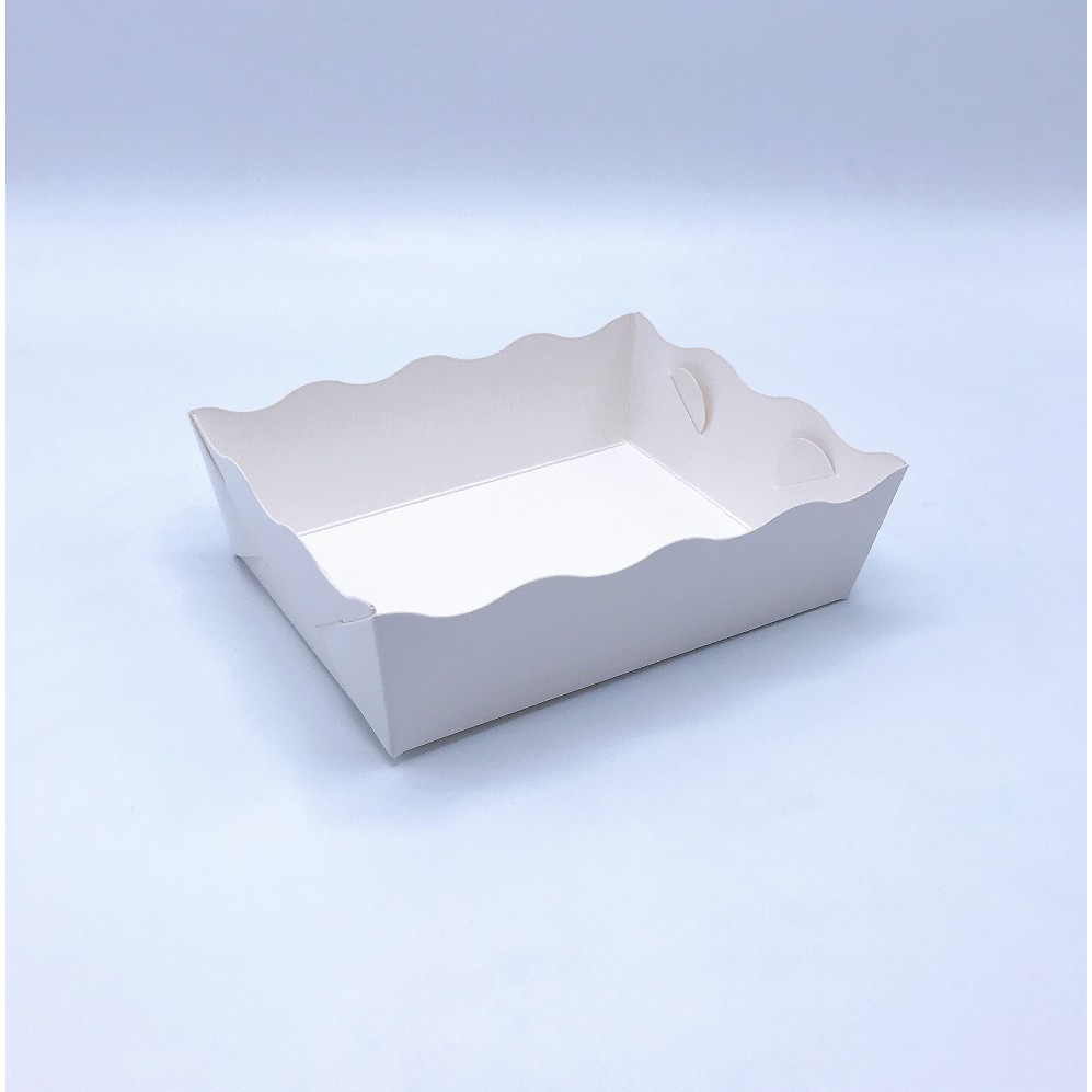 ถาดกระดาษใส่อาหาร กระดาษขาว ขนาด9x11.7x3.7ซม. (แพค100ใบ) 2136