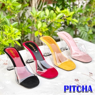 PITCHA รองเท้าแฟชั่นส้นแก้ว ตอนเดียว ดีไซน์สวยดูดี ฮิโซในราคาสบายกระเป๋าา
