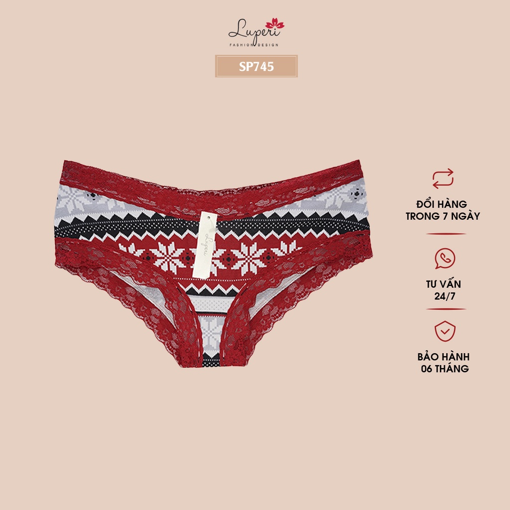 LUPERI SP745 Medium-Rise Lace ชุดชั้นในสตรีผ้าฝ้ายเย็นต้านเชื้อแบคทีเรียระงับกลิ่นกายความยืดหยุ่นที่