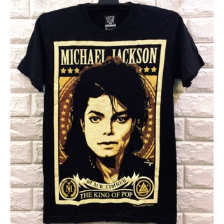 เสื้อยืดแขนสั้น พิมพ์ลาย Michael Jackson สีดํา