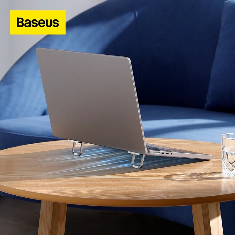 Baseus ขาตั้งแล็ปท็อปแบบพกพา 2 ชิ้น โลหะผสมสังกะสี กันลื่น รับน้ำหนักได้ 10 กก. สำหรับโน้ตบุ๊ก 13–17.3 นิ้ว