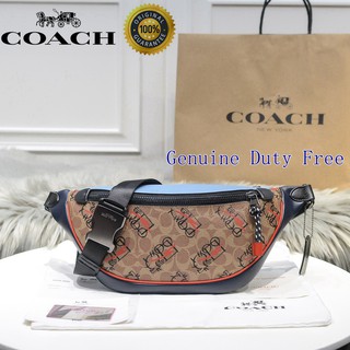 🎄พร้อมส่ง🌟Coach ใหม่ กระเป๋าคาดเอวผู้ชายแฟชั่นกระเป๋าร่อซู้ลกระเป๋าหน้าอกรูปแบบโลโก้คลาสสิกความจุขนาดใหญ่ 4591 ในสต็อก