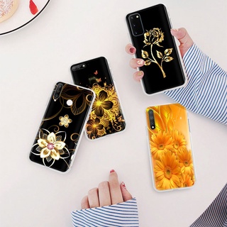 Ml-117 เคสโทรศัพท์มือถือแบบนิ่ม ใส ลายดอกไม้สีทอง สําหรับ Realme 10 Pro 9 Plus C30S C55 C35