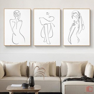 Minimalist Line Art ผ้าใบผู้หญิงเปลือยโปสเตอร์พิมพ์บทคัดย่อ Wall Art ภาพโมเดิร์น Wall Room Decor Unframed