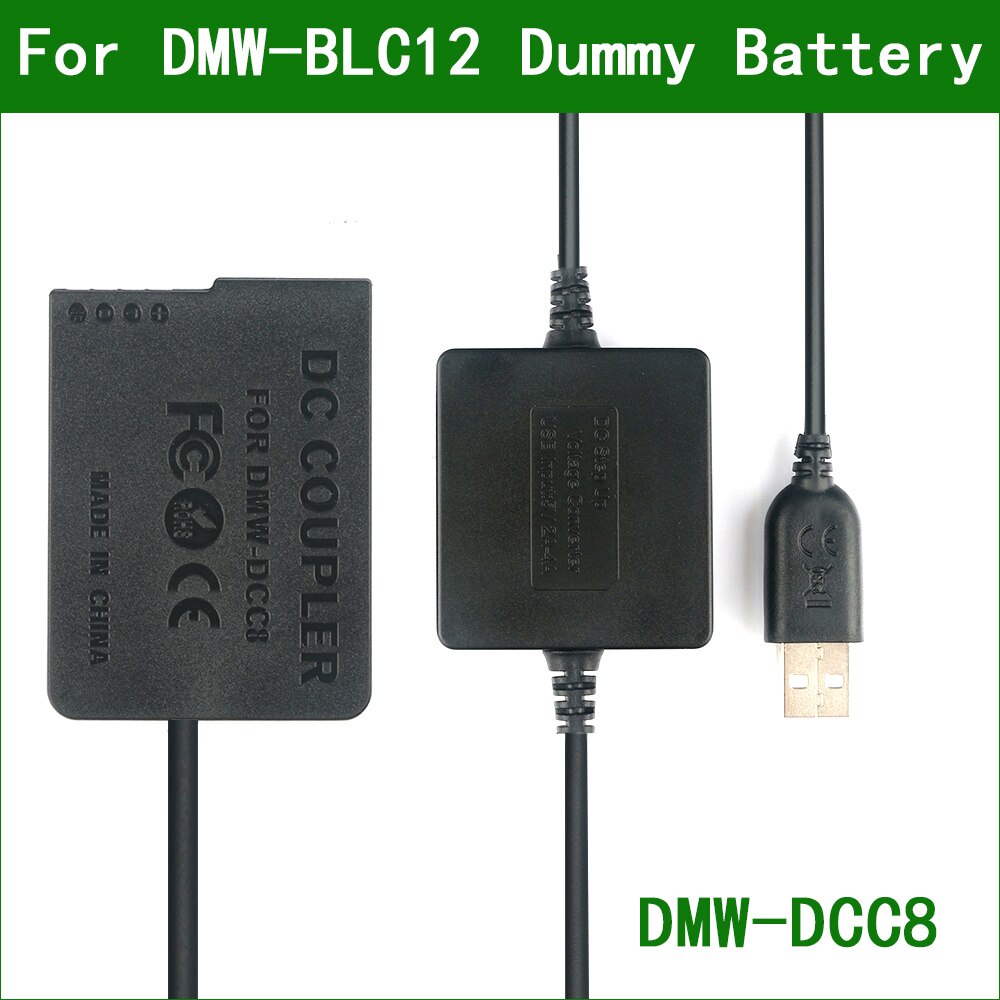 5V USB ถึง DMW-BLC12 Dummy แบตเตอรี่ DMW-DCC8 Power Bank สาย USB สําหรับ Panasonic DC FZ1000M2 FZ100