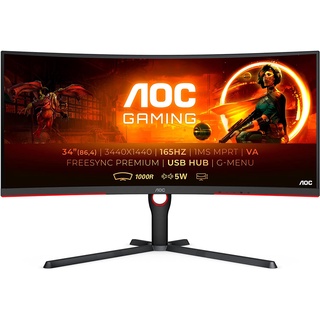 AOC CU34G3S 34" 165Hz 3440x1440 FreeSync Premium QHD Curved Monitor (Warranty 3Y) #สินค้าใหม่ประกันศูนย์ Onsite Service